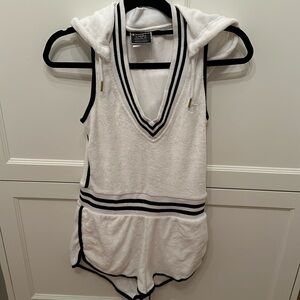 White hooded terry romper CHAMPION